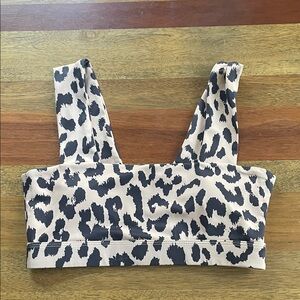 Allfenix Leopard Print Sports Bra - Beige & Black